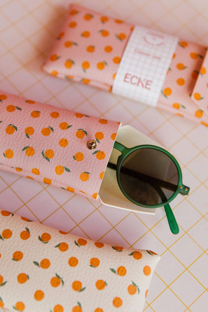 Brilleetui - Oranges Pink Glasses case - ECKE - Appelsin print - no beige