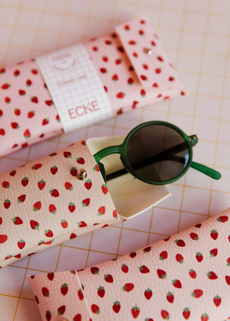Brilleetui - Strawberries Nude Glasses case - ECKE - Jordbær print - no beige