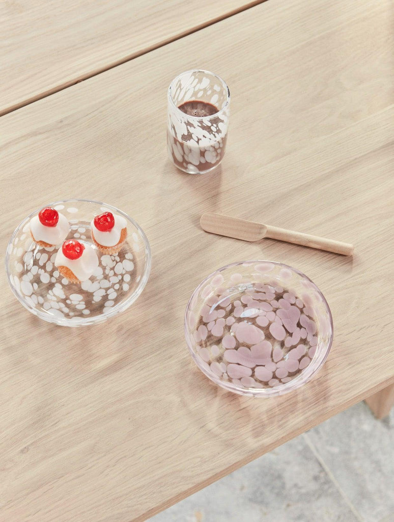Glas desserttallerken - Jali Glass - OYOY Living Design - Ø15,6 x H2,2 cm - Rosa - no beige