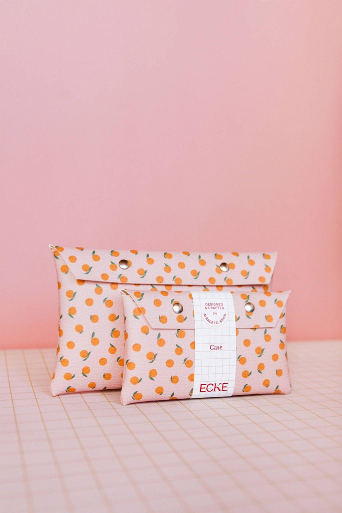Kosmetikpung | Clutch - Oranges Pink Cases - ECKE - Appelsin print - no beige