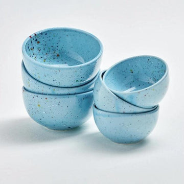 Lille keramik skål - egg back home - Party mini Bowl - dia. 10 cm - Party Blue - no beige