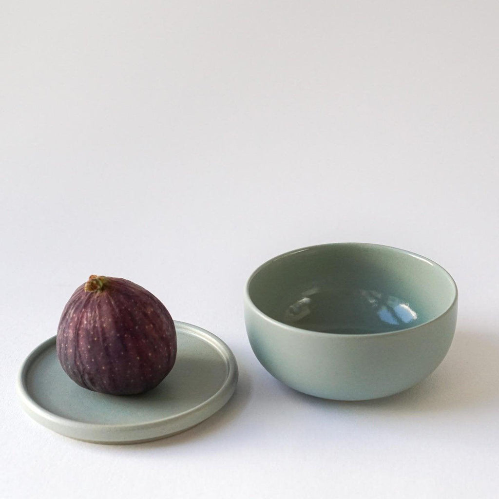 mini Keramik Tallerken | Låg til skål - Dia. 10,5 cm - indre Ceramics - Sage Green - no beige