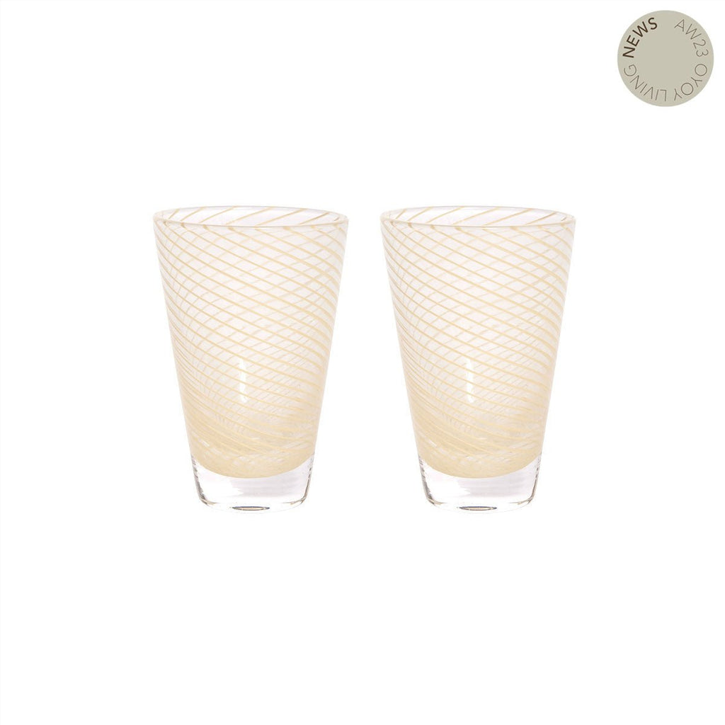 OYOY LIVING Yuka Swirl Glas - Pakke med 2 - no beige