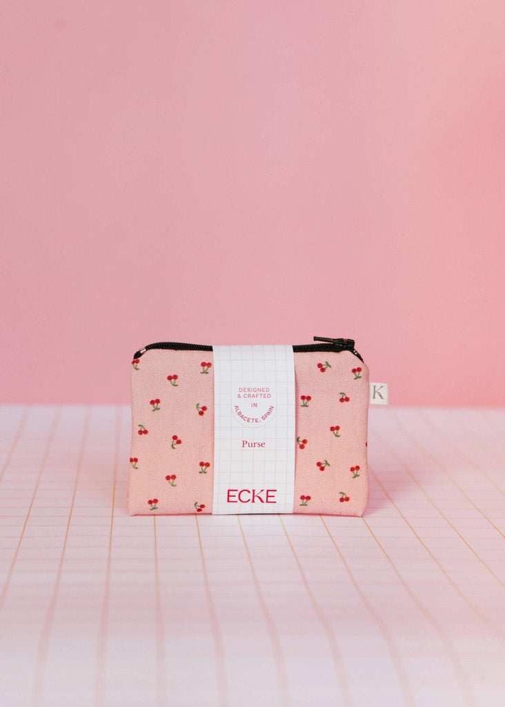 Pung | Kortholder - Cherries Pink Purse - ECKE - 11 x 8 cm - Kirsebær print - no beige