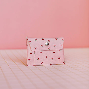 Pung | Kortholder - Cherries Pink Wallet - ECKE - 10 x 7 cm - Kirsebær print - no beige