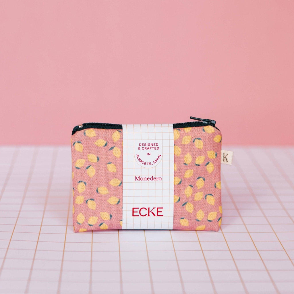Pung | Kortholder - Lemons Pink Purse - ECKE - 11 x 8 cm - Citron print - no beige