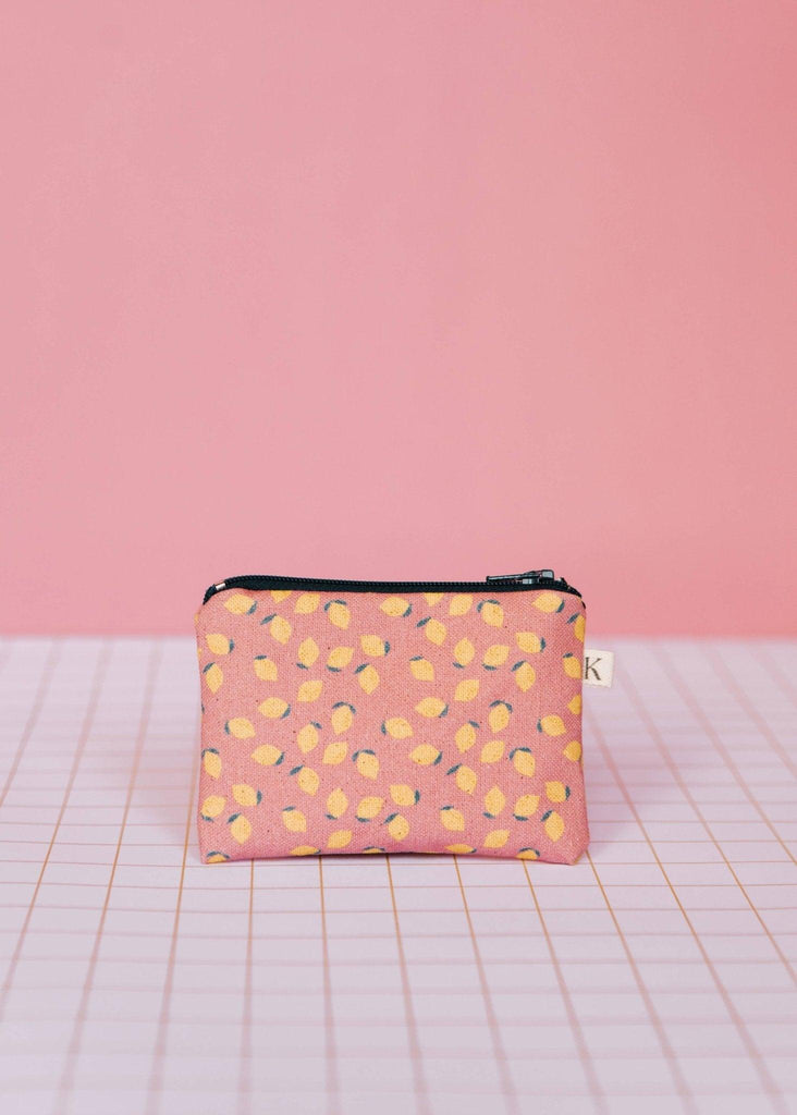 Pung | Kortholder - Lemons Pink Purse - ECKE - 11 x 8 cm - Citron print - no beige