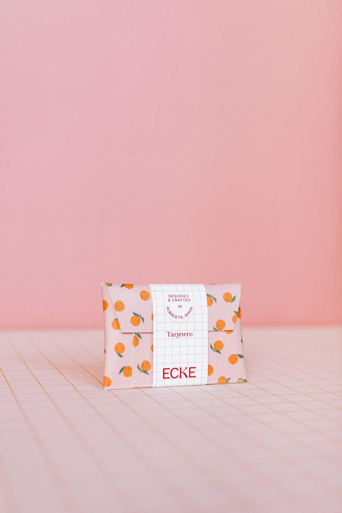 Pung | Kortholder - Oranges Pink Wallet - ECKE - 10 x 7 cm - Appelsin print - no beige