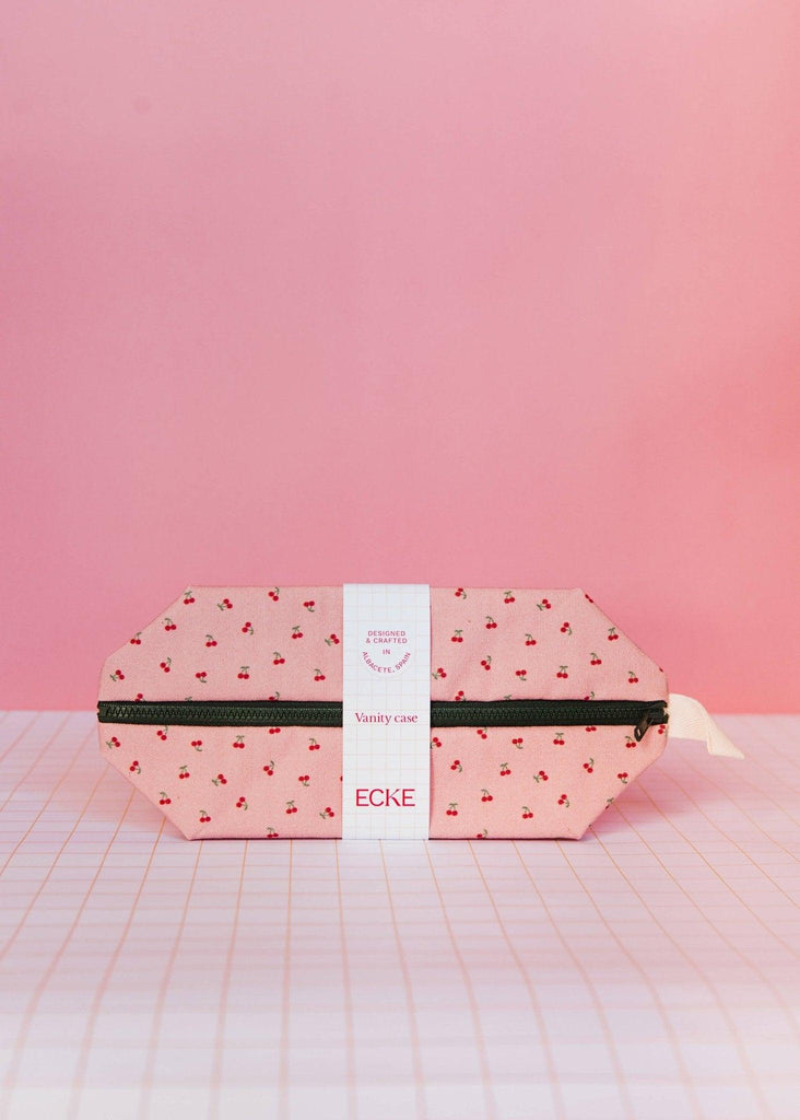 Toilettaske | Kosmetikpung - Cherries Pink Vanity Case - ECKA - Kirsebær print - no beige